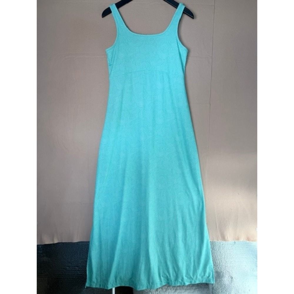 Columbia PFG Women's M Aqua Maxi Dress Stretch Side Slits Fishing Resort